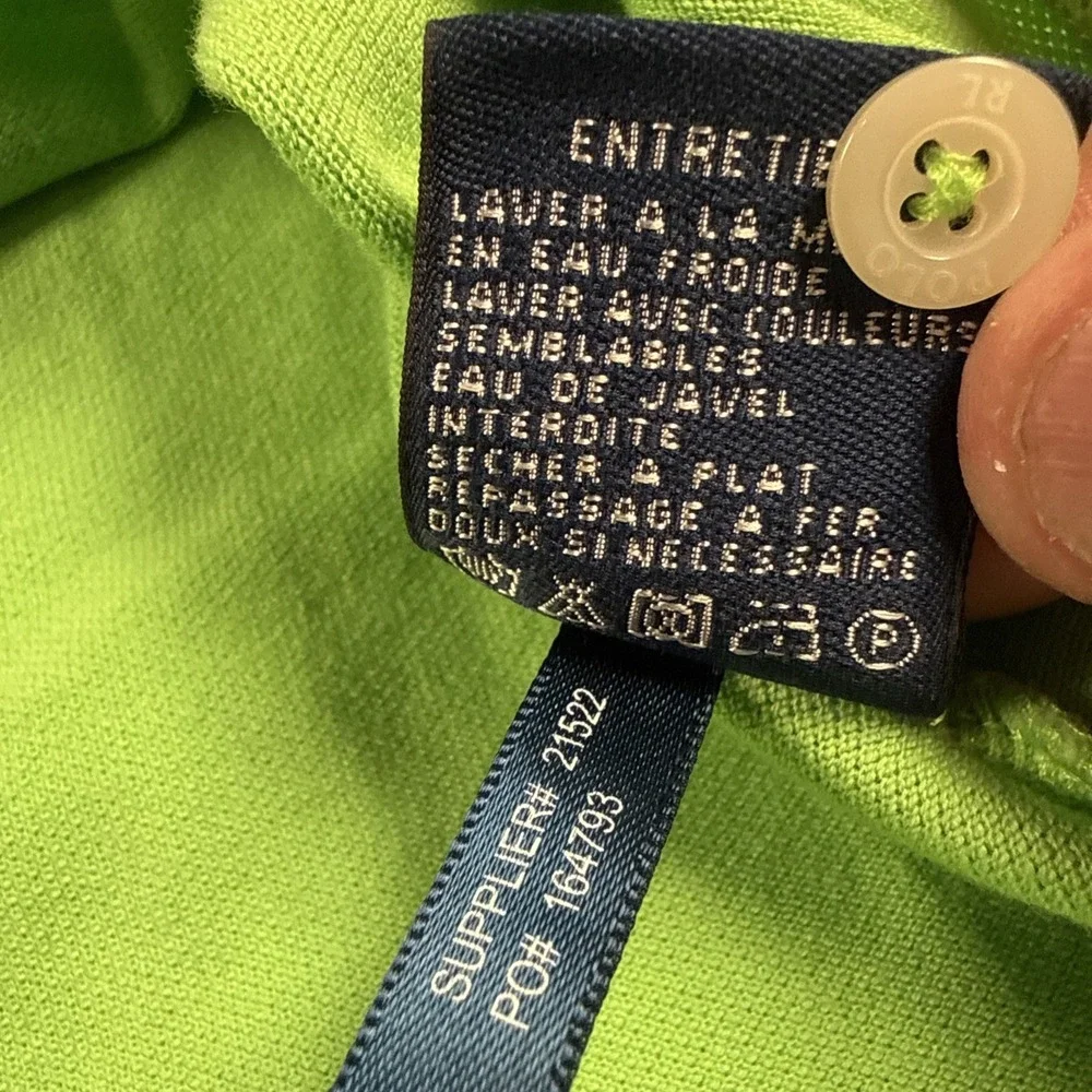 Ralph Lauren Golf Mens XL Lime Green Long Sleeve Polo Shirt Sun Logo Classic Fit